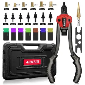 Aiuitio Ai-618 Rivet Nut Tool With A Step Drill Bit And 90 Rivnuts 13 Inch Heavy Duty Riv