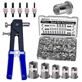 Askway 513mlm580 Rivet Nut Tool Kit580pcs M8 Metric Thread Silver 580pcs