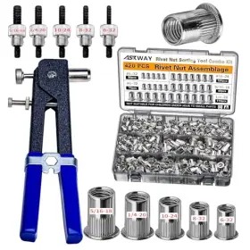 Askway 513mlmzh Sae Rivet Nut Tool 5/16-18 1/4-20 10-24 8-32 6-32 Silvery 420pcs
