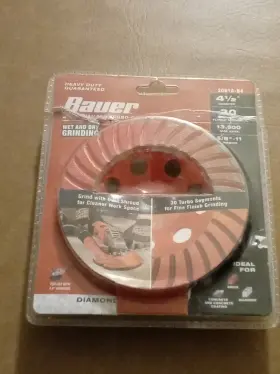 2061A-B4 BAUER TOOLS Diamond Turbo Cup Wheel Grinding 2061A-B4 BAUER TOOLS Diamond Turbo Cup Wheel Grinding