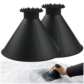 Clesdf 665012770855 Magical Ice Scrapers For Car Windshield - 2 Pack Cone Magic Black