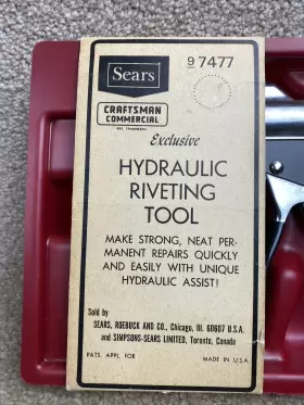 97477 CRAFTSMAN Hydraulic Riveting Tool Riginal Box #2