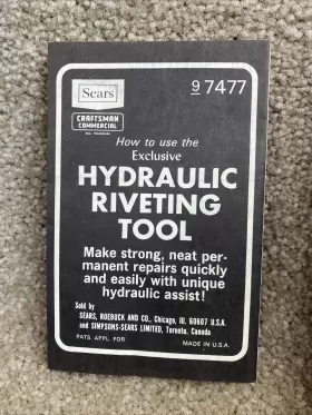 97477 CRAFTSMAN Hydraulic Riveting Tool Riginal Box #3