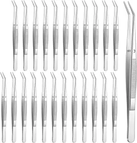 634813 DIVINA VITAE Steel Tweezers Curved Serrated Tip