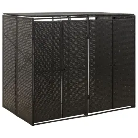 720845670221 DOUBLE WHEELIE BIN SHED BLACK Poly Rattan
