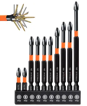 PH2-1-2-3.5-4-6IN DYRECELVE Magnetic Phillips Bits Steel PH2-1-2-3.5-4-6IN DYRECELVE Magnetic Phillips Bits Steel