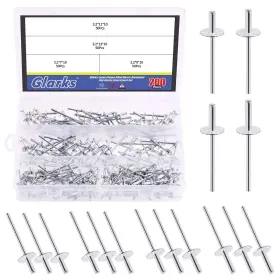 Glarks G-1989 200pcs 1/8 Inch X 1/4 3/8 7/16 1/2 Large