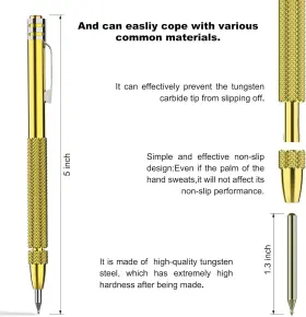 BLB-01 GLIESKIR Pack Tungsten Carbide Scriber Godlen #2 BLB-01 GLIESKIR Pack Tungsten Carbide Scriber Godlen #2