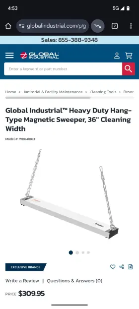 115036 GLOBAL INDUSTRIAL Hang Magnetic Sweeper