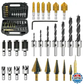 B0CP4VSXNZ GMTOOLS Drill Bit Set Woodworking Chamfer Step