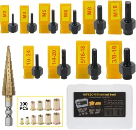 112PCS HIFESON Rivet Nut Tool Riveter Rivnut
