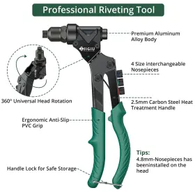 JGU003EU JIGIU Rivet Nut Tool Gun Reamer Set Swivel Head Riv #2