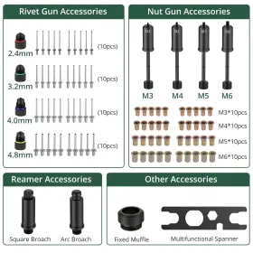 JGU003EU JIGIU Rivet Nut Tool Gun Reamer Set Swivel Head Riv #3