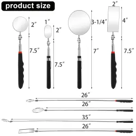 744759572448 JUCOAN Pack Telescoping Mirror Flexible Round #2 744759572448 JUCOAN Pack Telescoping Mirror Flexible Round #2