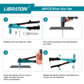 630808009136 LIBRATON Rivet Gun Pop Drill Bits Kit #2 630808009136 LIBRATON Rivet Gun Pop Drill Bits Kit #2