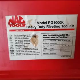 HG1000K MAC TOOLS Rivet Box Kit #2 HG1000K MAC TOOLS Rivet Box Kit #2