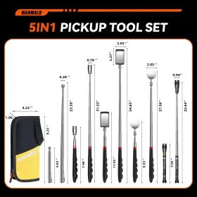 2402MPTS MANWALD Telescoping Magnetic Tool Set Bag Flashlight #2