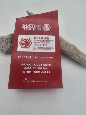 DB29HSR MATCO TOOLS Drill Bit Set Hyper Step Reduced Shank DB29HSR MATCO TOOLS Drill Bit Set Hyper Step Reduced Shank