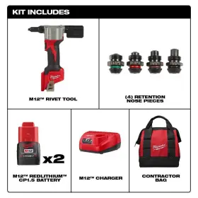 2550-22-2475-20 MILWAUKEE Rivet Tool Inflator Ion Kit #2