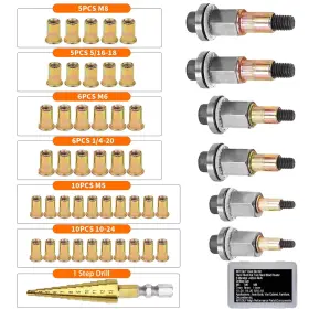 LDZT-0808 NITEGUY Rivet Nut Tool Blind Riveter Mandrels Kit LDZT-0808 NITEGUY Rivet Nut Tool Blind Riveter Mandrels Kit