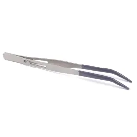 D-3906-6.5 SLIDE Rubber Tipped Bent Tip Locking Tweezers