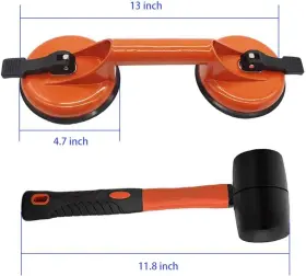 AH0119 PHILOCH Glass Lifting Suction Cups Rubber Mallet Loor #2 AH0119 PHILOCH Glass Lifting Suction Cups Rubber Mallet Loor #2