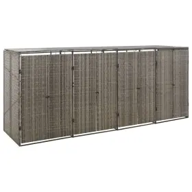 720845670283 QUADRUPLE WHEELIE BIN SHED GRAY Poly Rattan 720845670283 QUADRUPLE WHEELIE BIN SHED GRAY Poly Rattan