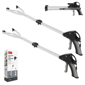 Rewkcy 749614618088 32 Inch Suction Cup Grabber Tool 2 Pack Foldable Silver