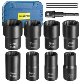 TP0006 THINKPRO Lug Nut Removal Tool Extractor Set Drive TP0006 THINKPRO Lug Nut Removal Tool Extractor Set Drive