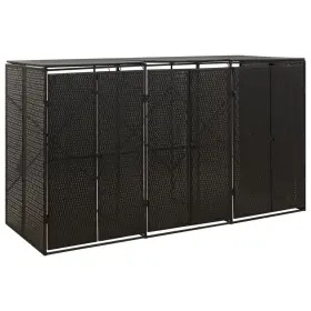 720845670238 TRIPLE WHEELIE BIN SHED BLACK Poly Rattan