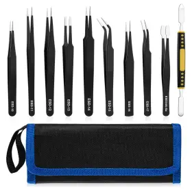 LUOHAI0006 UUBAAR Precision Tweezers Set Steel Esd Anti