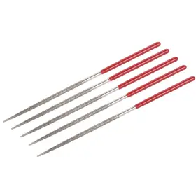 Uxcell A18031700ux0180 5pcs Round Diamond Needles File 2mm X 100mm Silver Tone Red