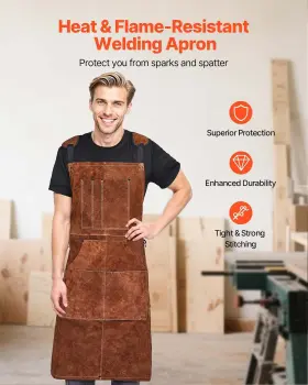 197988155225 VEVOR Welding Apron Cowhide Heat