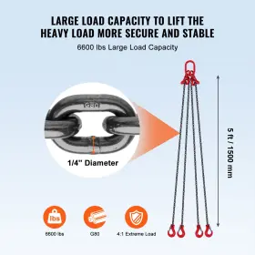 197988576297 VEVOR Chain Sling Legs Lifting Grab Hooks #2