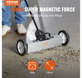 QJ8012-18 VEVOR Rolling Magnetic Sweeper Wheels Push Pi