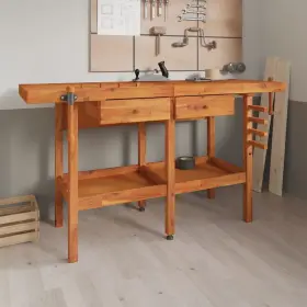 720845554804 VIDAXL Workbench Drawers Vices Solid Wood Acacia