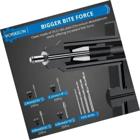 VOR053-DEFBA1 VORXEON Pop Rivet Gun Riveter Tool Drill Kit #3 VOR053-DEFBA1 VORXEON Pop Rivet Gun Riveter Tool Drill Kit #3