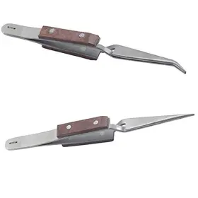 414-26-27 WAYMIL Cross Lock Tweezers Fiber Grip Closing Bent 414-26-27 WAYMIL Cross Lock Tweezers Fiber Grip Closing Bent