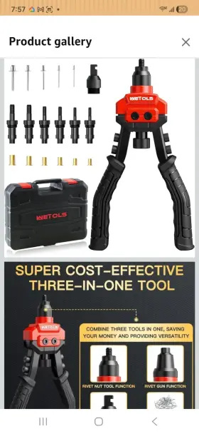 TLRNG04HD WETOLS Riveter Tool Rivnut Rivet Reamer Gun Heads