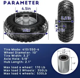 742440824784 WINISOK Tire Wheels Flat Solid #2 742440824784 WINISOK Tire Wheels Flat Solid #2