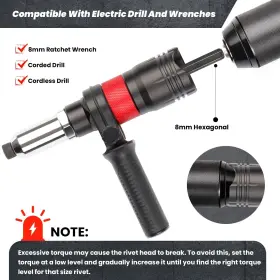 YUZES-D02040 YUZES Rivet Gun Adapter Cordless Drills Ratchet #3