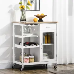 313103243299 ZIYUDURA Wood Top Kitchen Island Wine Rack Bar