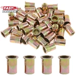 Glarks 50pcs 1/2"-13unc Zinc Plated Carbon Steel Rivet Nut Flat Head Rivnut Thre. Fixed Price $22.73.