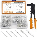 Ispinner 225pcs Aluminum Blind Rivets Assortment Kit With Heavy Duty Hand.... Fixed Price $23.99.