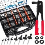Smseace 1001pcs Pop Rivet Gun Kit Black Rivets, Large Flange. Fixed Price $78.95.