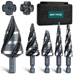 Bestwork Four Spiral Flute Step Drill Bit Set, 1/8-1-3/8 5pcs High-speed Stee.... Fixed Price $54.39.