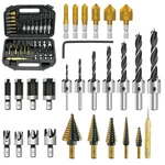 Gmtools 28pcs Woodworking Chamfer Countersink Step Drill Bit Set. Fixed Price $55.73.