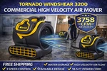 Tornado Windshear 3200 Air Mover Dryer 3 Speed Carpet Floor Fan. Fixed Price $449.88.