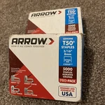 Arrow T50 Staples Genuine Oem 5000 Pack 5/16" Pro 505ip 18 Gauge Lot Of 2. Fixed Price $15.43.