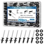Smseace 260pcs 1/8" X 1/4" Black Pop Rivets With 304 1/8"x1/4",. Fixed Price $14.85.